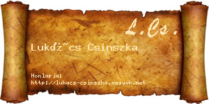 Lukács Csinszka névjegykártya